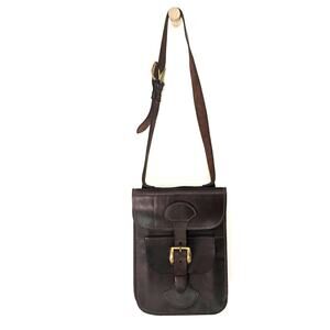 Brown Leather Foldover Crossbody Saddle Bag Rustic Distressed Preowned